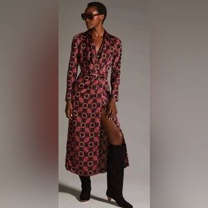 Misa Los Angeles X Anthropologie silky long sleeve abstract print Maxi with slit